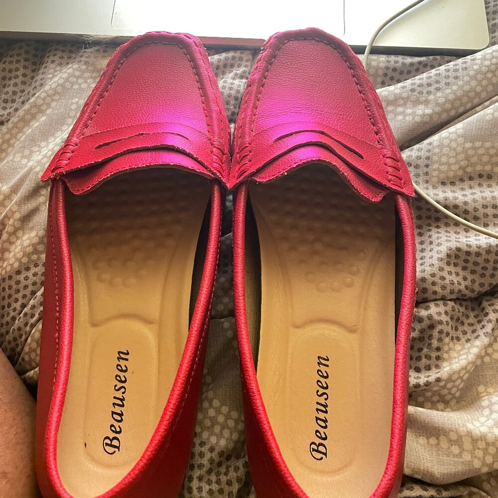 BEAUSEEN LOAFERS RED--WOMEN 10